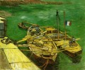 Quai avec des hommes déchargeant des barges de sable Vincent van Gogh